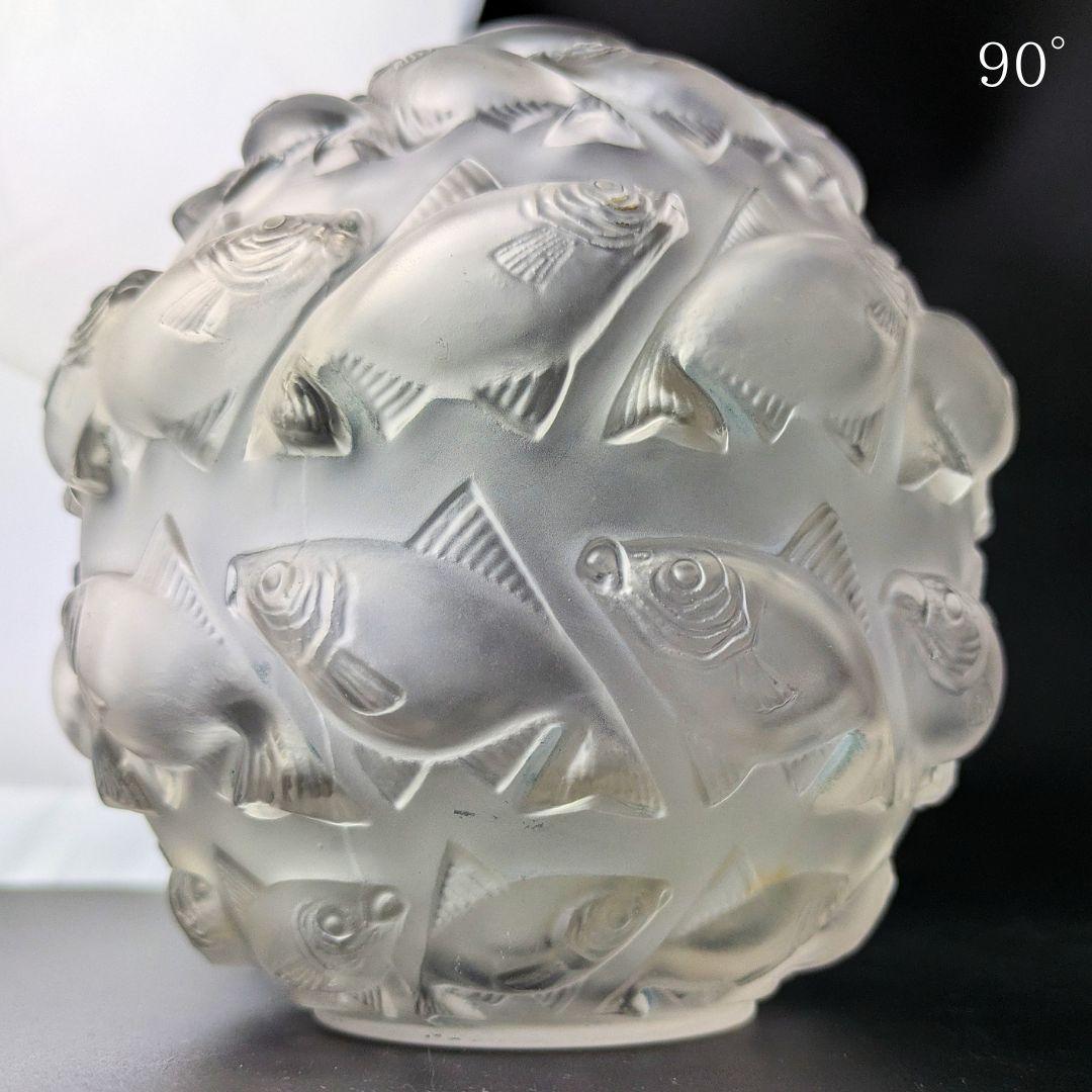 希少なアールデコ★ルネ・ラリック カマレ 魚群文球形花瓶フロスト14㎝