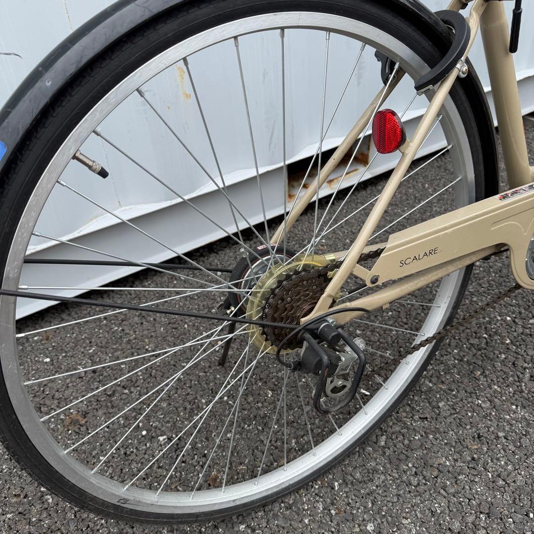 【都内/千葉引取】街乗り用自転車 27インチ カゴ/鍵/オートライト/6段変速付