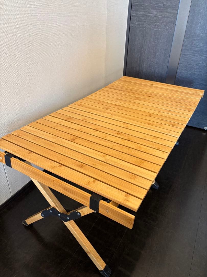 美品　Hilander(ハイランダー) バンブーロールトップテーブル 120