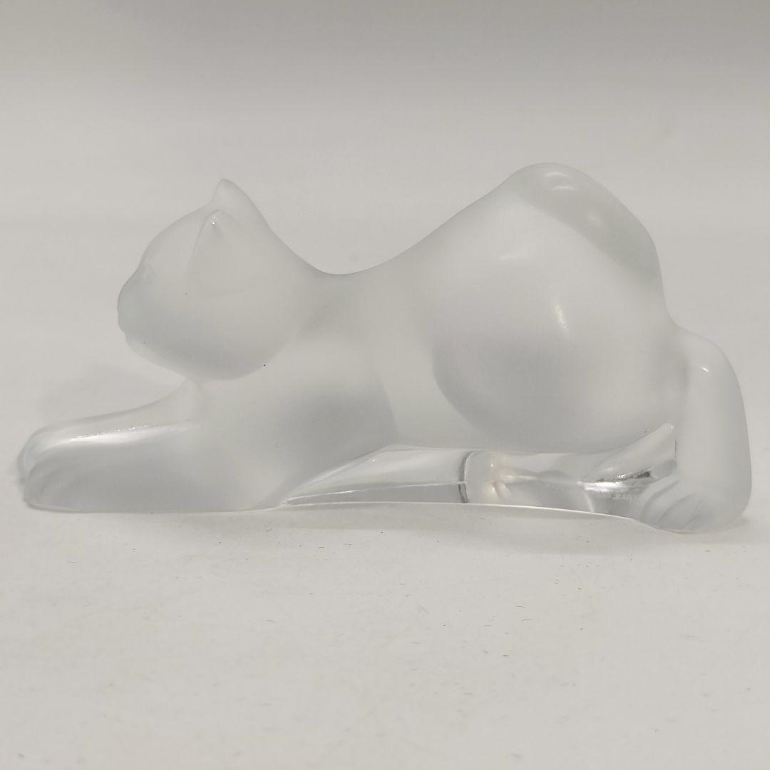 LALIQUE ラリック 伸びする猫 ガラス 置物 オブジェ