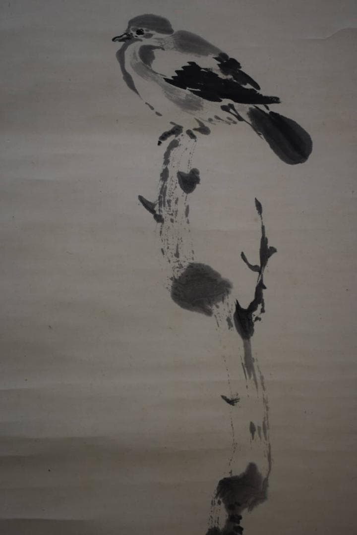 模写/川合玉堂/枯木之鳩図/屋久杉箱二重箱付/絹表装/布袋屋掛軸HG-114