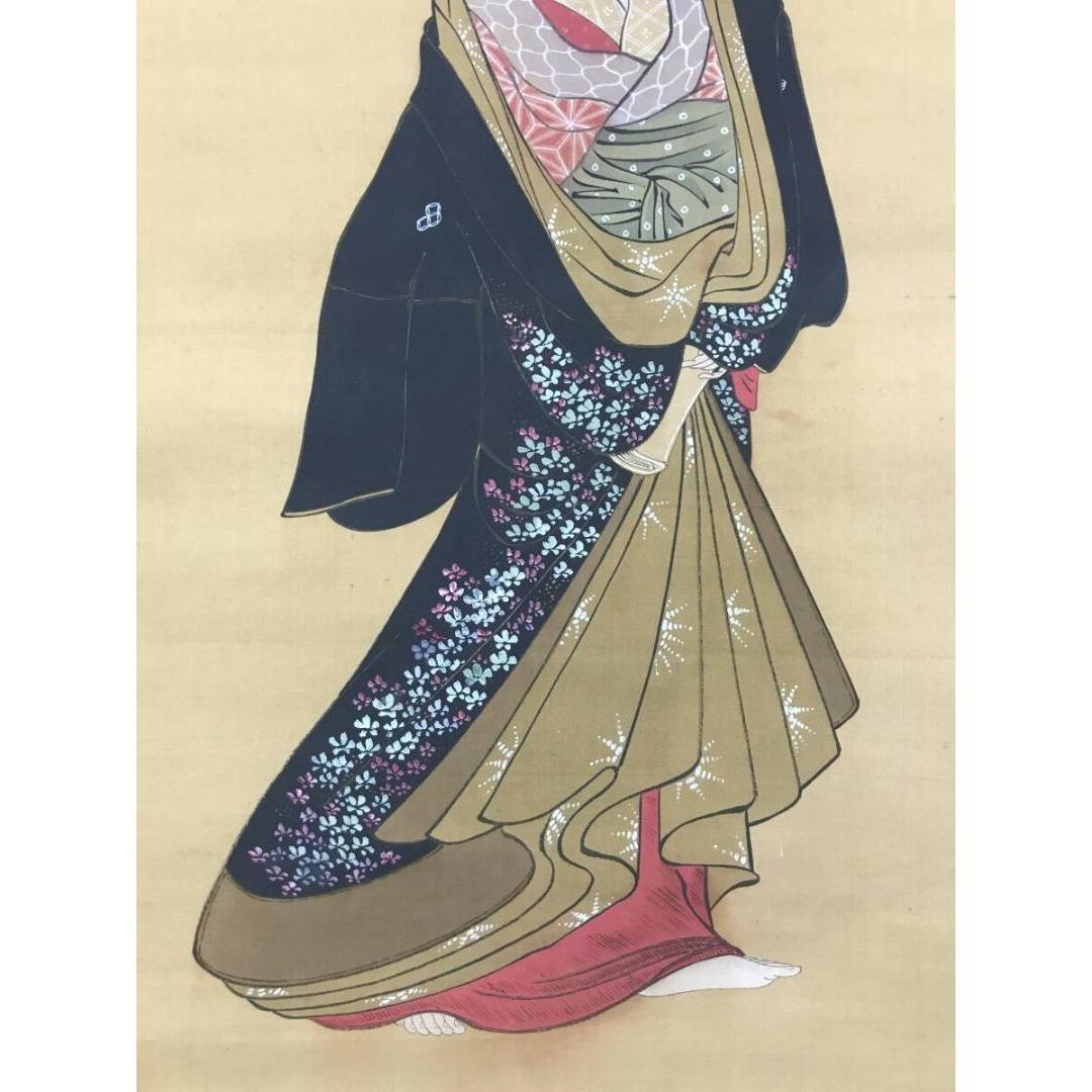 模写/鳥文斎栄之/美人画/花魁/掛軸☆宝船☆AK-405