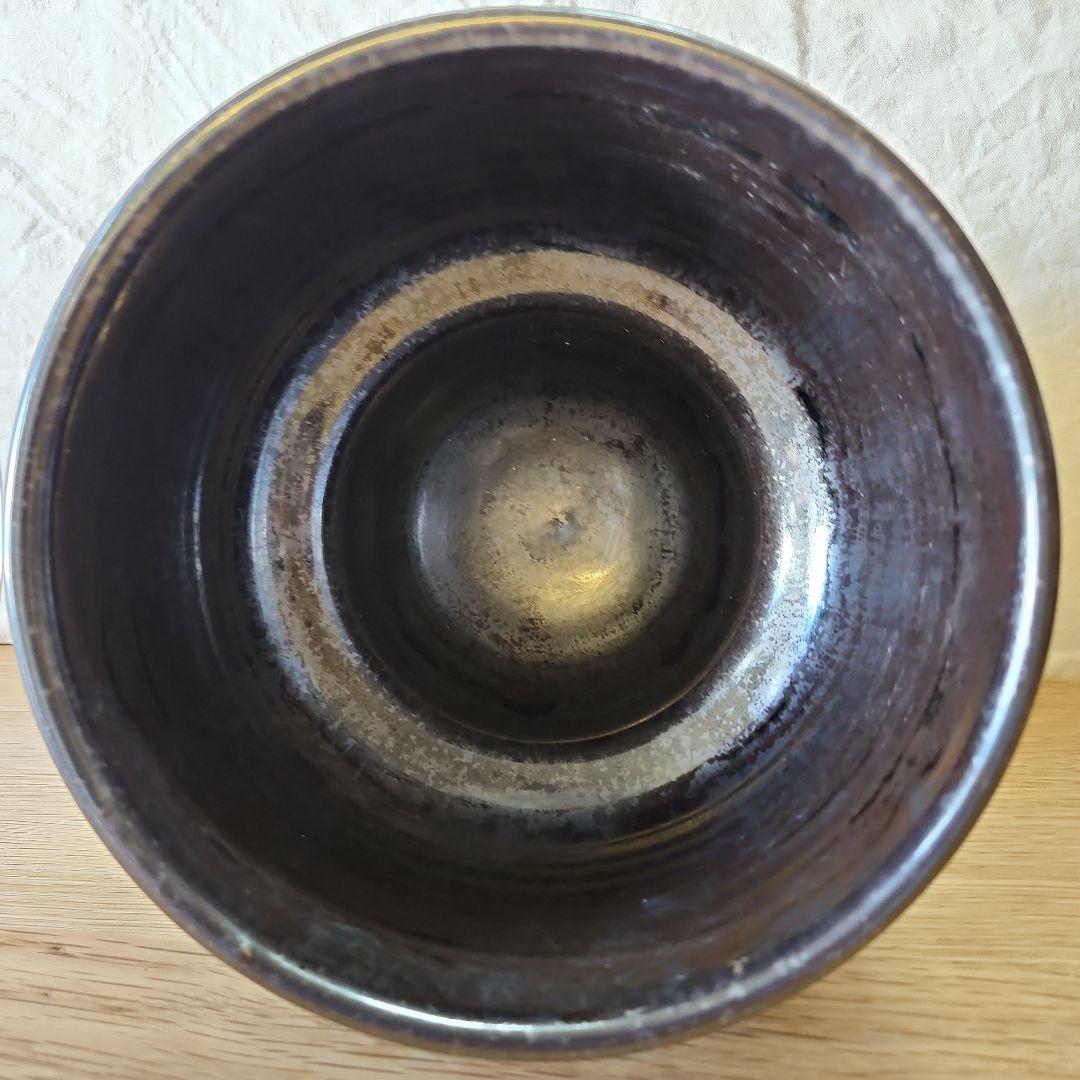 青木龍山　天目　花器　花瓶　17.5cm 真贋不明