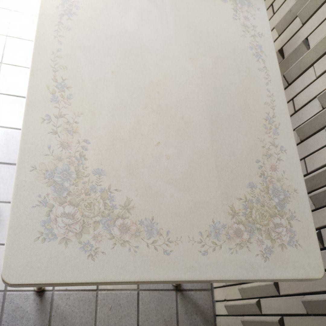 希少 70's ジャパンヴィンテージ モルパ 花柄天板 ホワイトテーブル