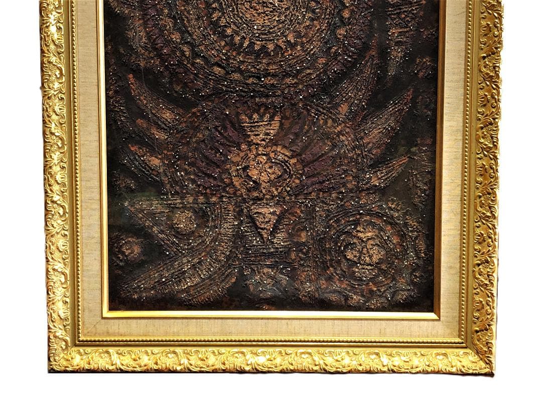 【 太陽神Dewa Iswara 】　曼荼羅　バリ仏画　額装　77×54ｃｍ