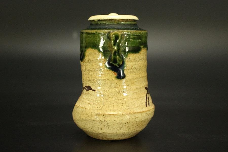 茶道具 青織部 時代 茶入 良蓋(A772)