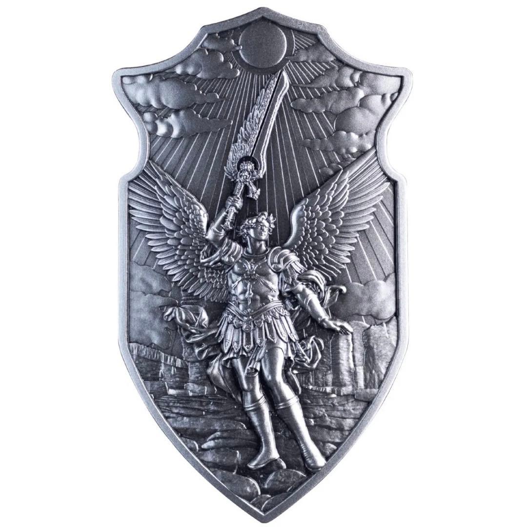 銀貨 聖ウリエルの盾 ハイレリーフ アンティーク 2オンス 2oz メダル 天使
