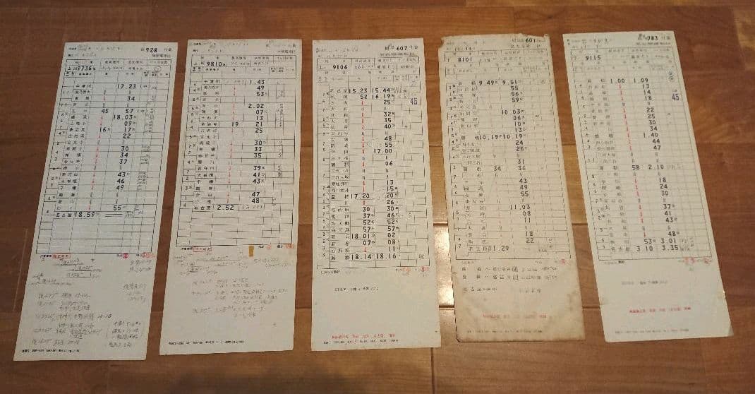 国鉄 スタフ(乗務行路表) 9枚 + 金属製ケース 名古屋運転区等 臨時列車