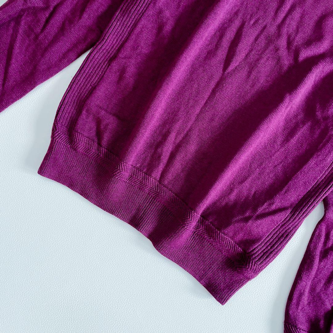 ブリーフィングゴルフ 長袖ニット XS シルク カシミヤ パープル