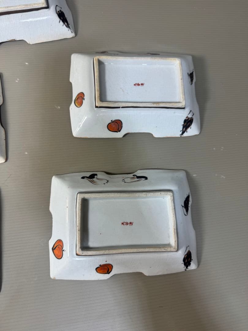 2374  九谷焼　角皿　5客　時代物