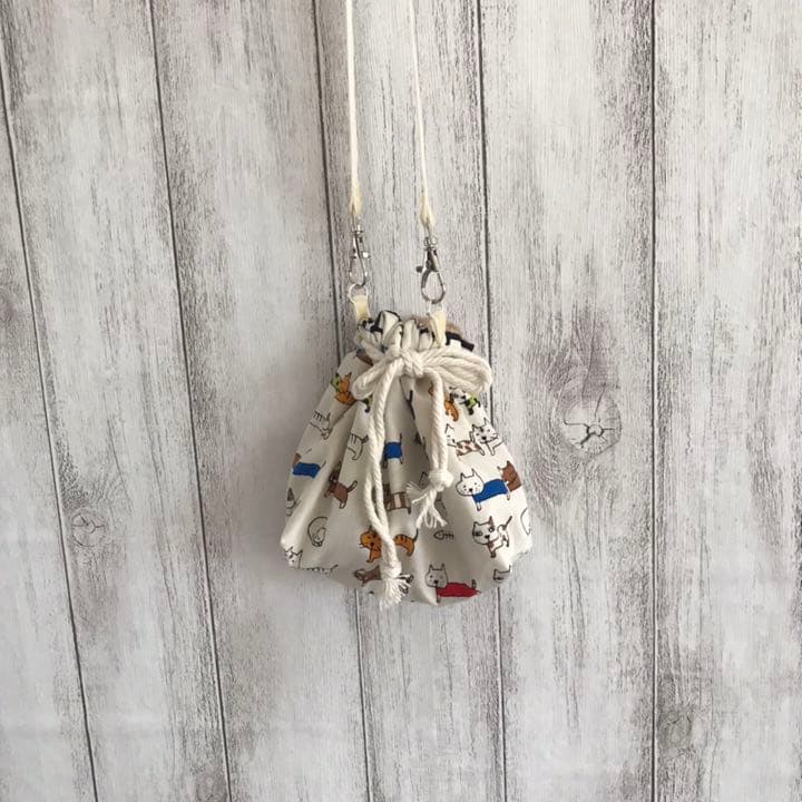 フクモモ仲良し巾着ポーチ　ネコちゃん