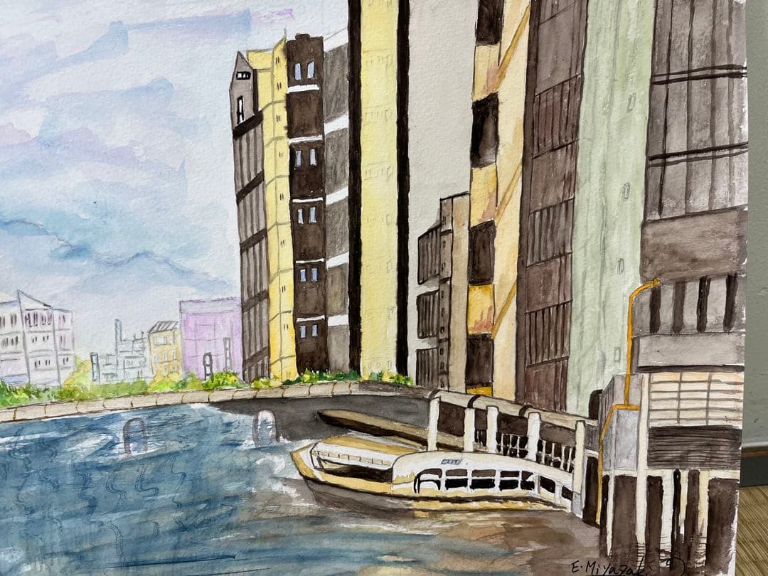 E. Miyazaki 水彩画 都市風景 2023年