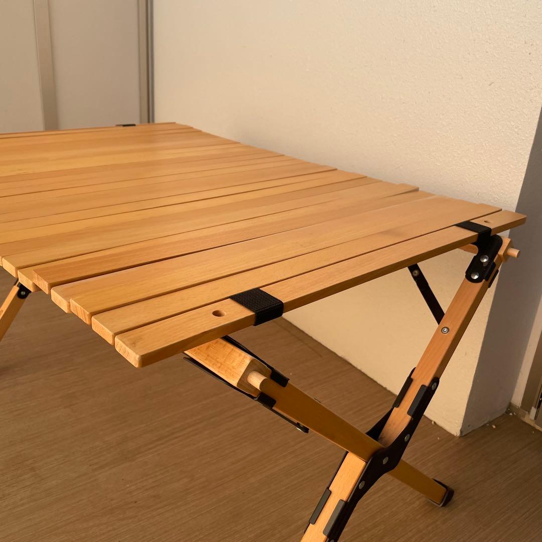 【室内使用美品】ハイランダー ウッドロールトップテーブル90 & ペアマグ特典付