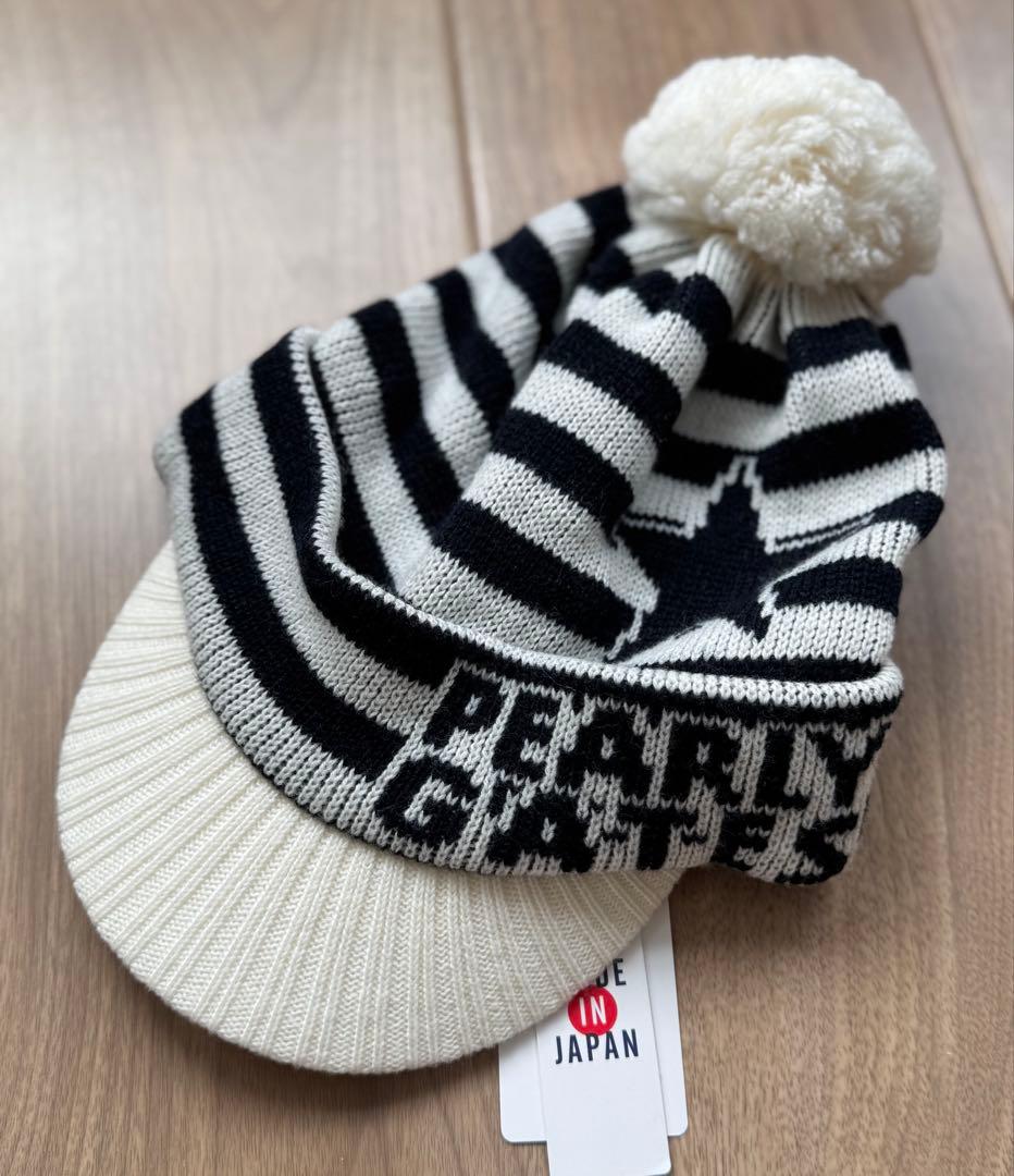 パーリーゲイツ 星マークつば付きニットワッチ　ボーダー