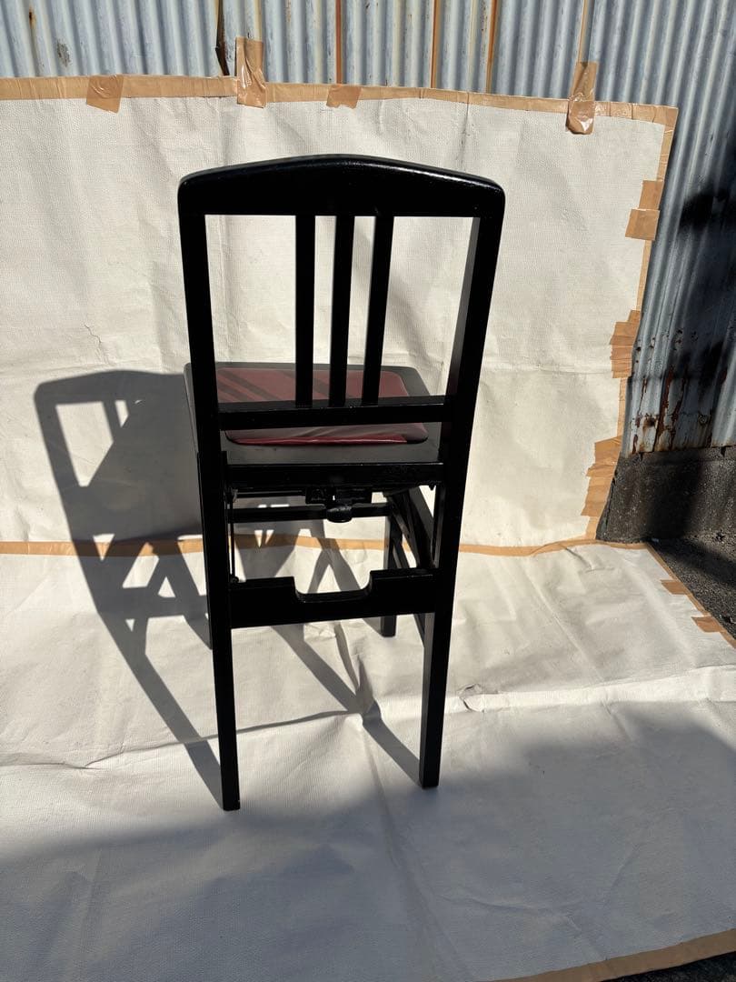 背もたれ付きピアノ椅子　足部フェルト付き　比較的きれい　NT