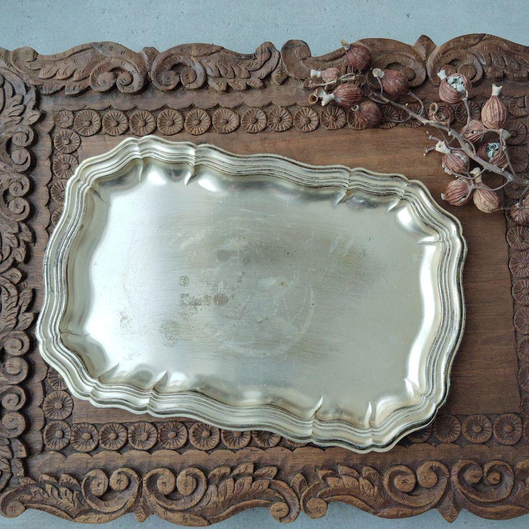 フランス　アンティーク 　シルバープレート製トレイ　インテリア雑貨　店舗什器