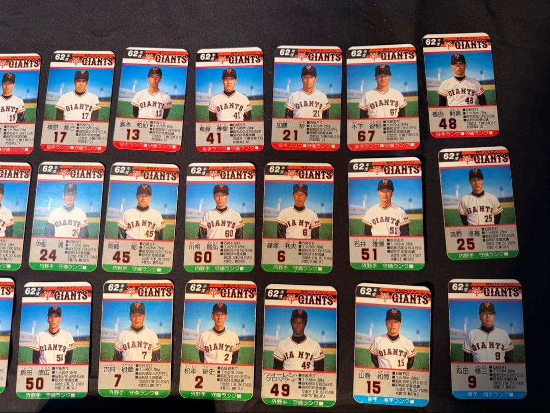 タカラ　62年版　プロ野球カードゲーム　読売巨人軍　ジャイアンツ　当時物