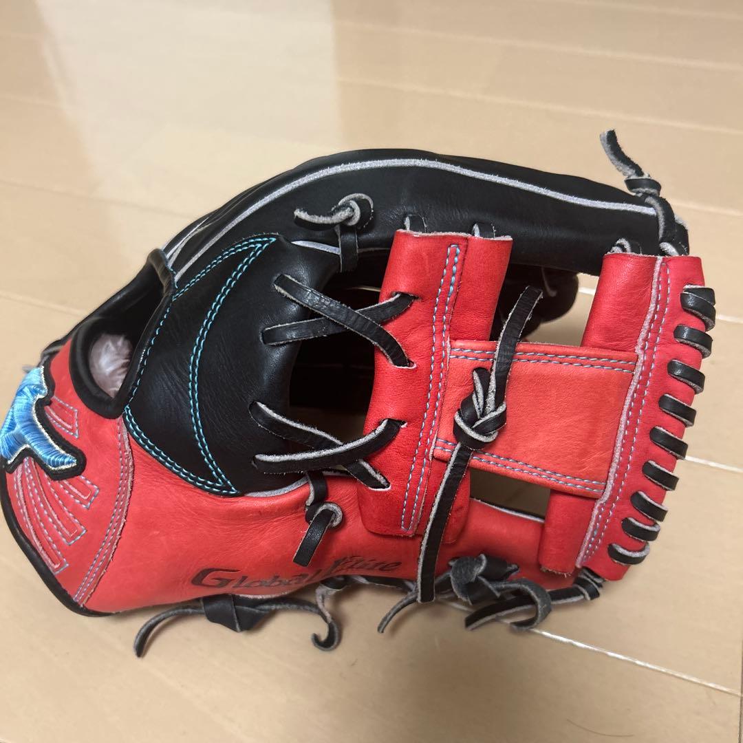 ミズノGlobal Elite ダイバーシティブルー　グローブ レッド/ブラック