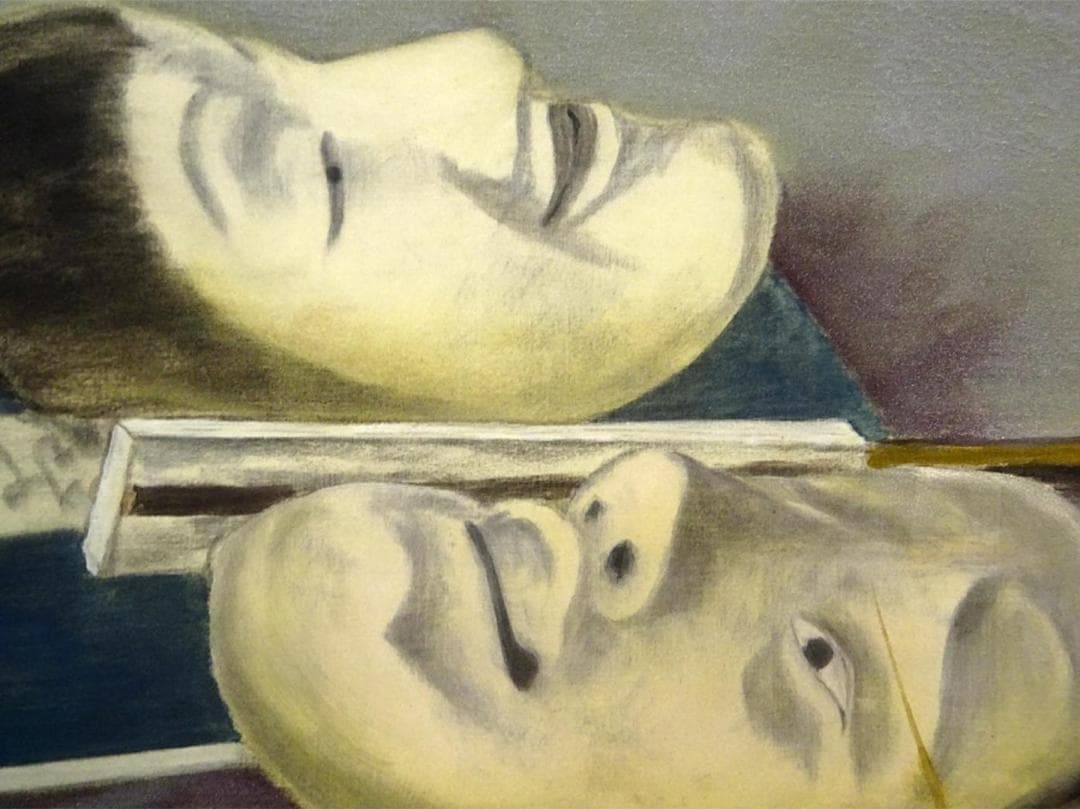 掛軸 正『能面図』日本画 絹本 肉筆 無地箱付 掛け軸 a092012