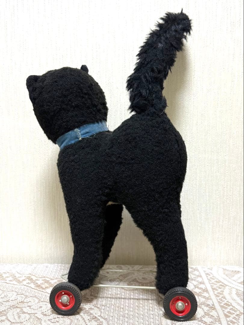 シュコ　ヴィンテージ　白黒猫　ぬいぐるみ　車輪付き　Schuco