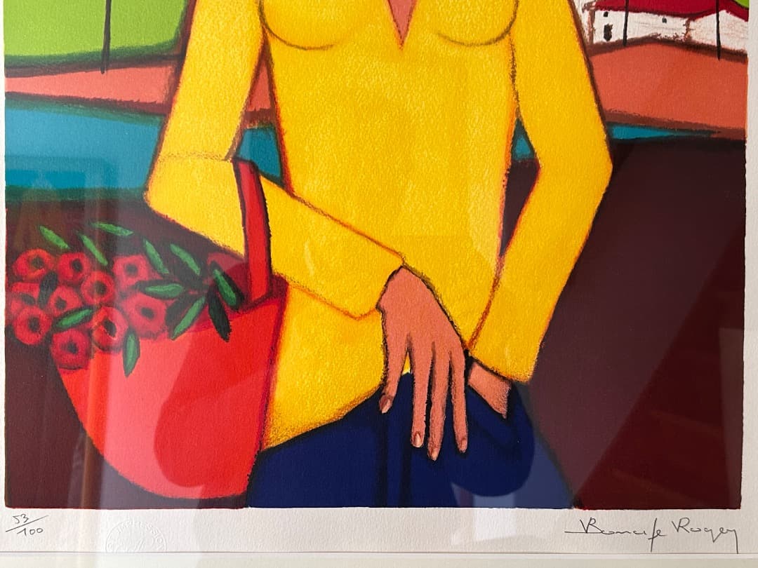 ロジェ・ボナフェ『赤い買物かご』(リトグラフ)