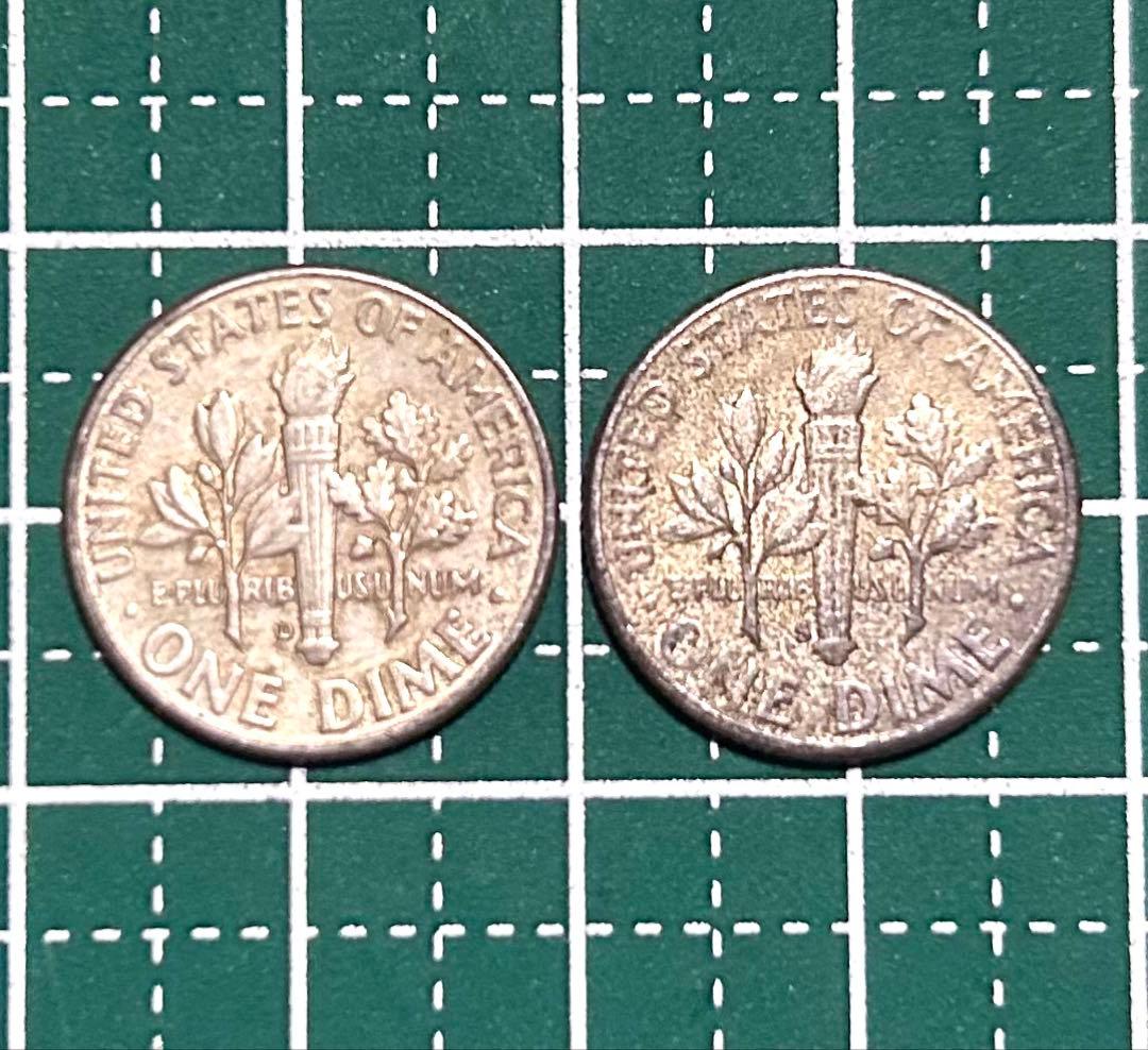 1950年 アメリカ合衆国 1ダイム硬貨 2枚(D/S刻印)