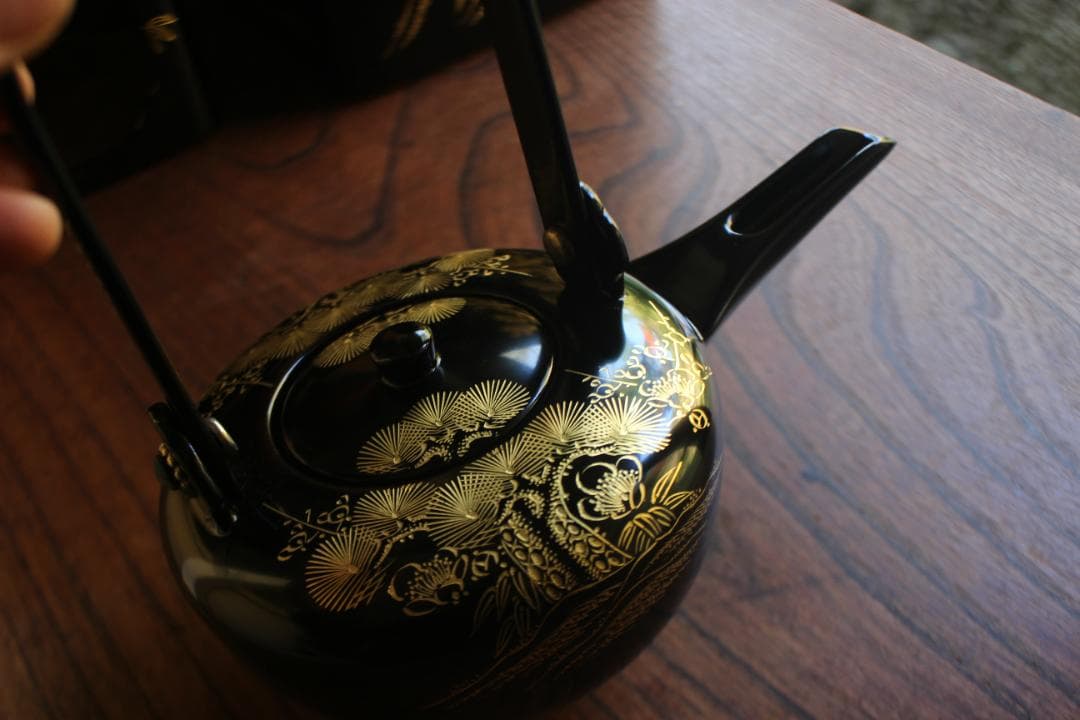 デッドストック！！極上松竹梅鶴亀沈金の映える輪島塗屠蘇器重箱揃い（検重箱お重