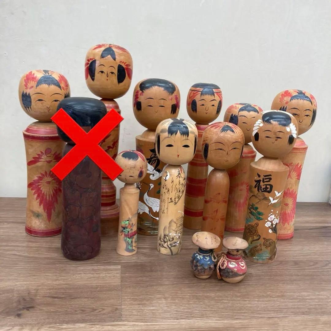 D-3 【伝統工芸品】木製 こけし 12点まとめ売り 鳴子・遠刈田・仙台など 昭