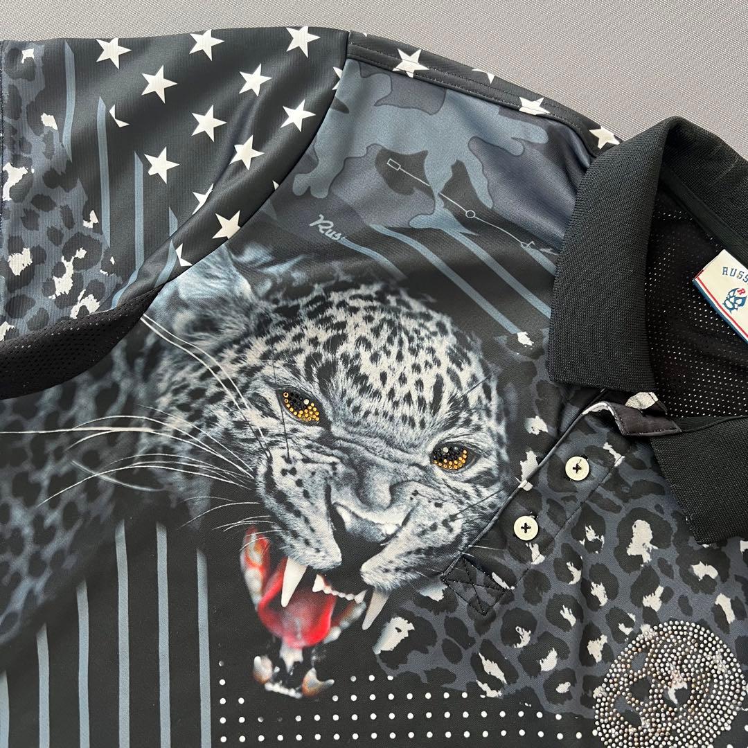 Russeluno ラッセルノ　ヒョウ柄　レオパード　ポロシャツ　メンズ　ゴルフ