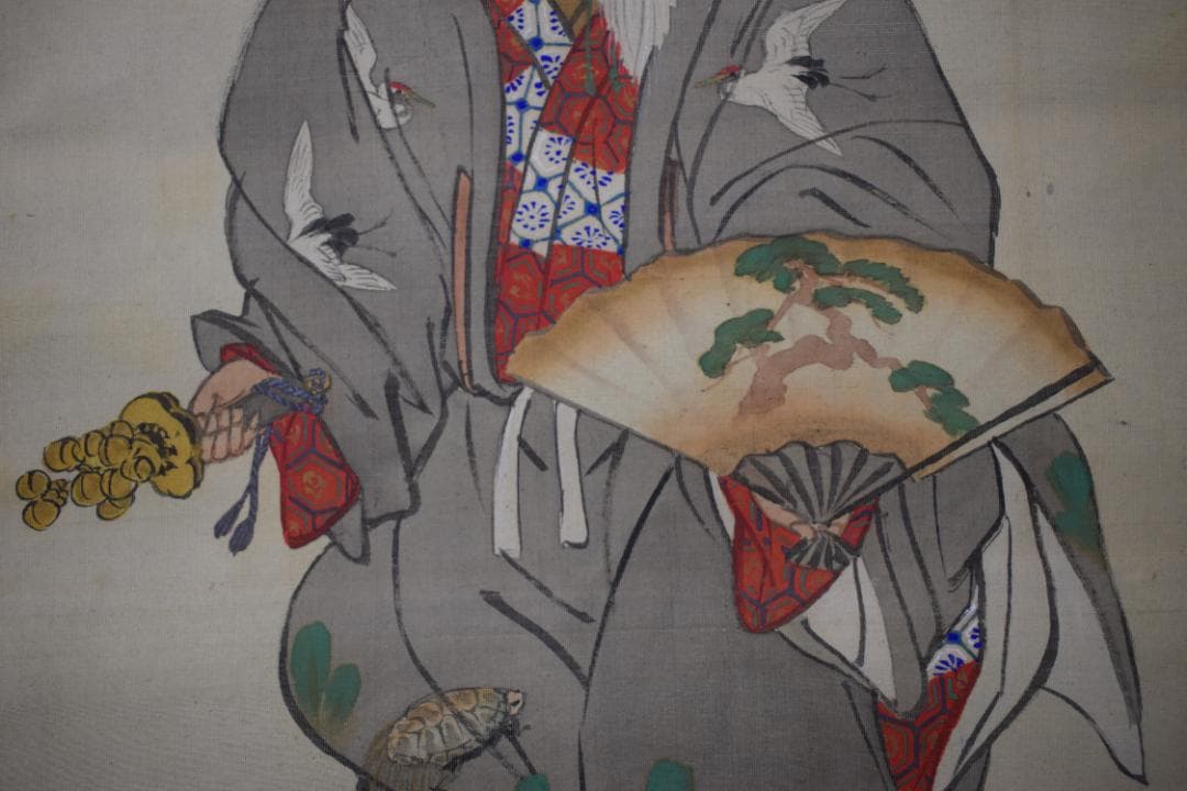 【真作】森田樵眠/萬歳図/日ノ出山水図/双幅/掛軸☆宝船☆Y-957　JM