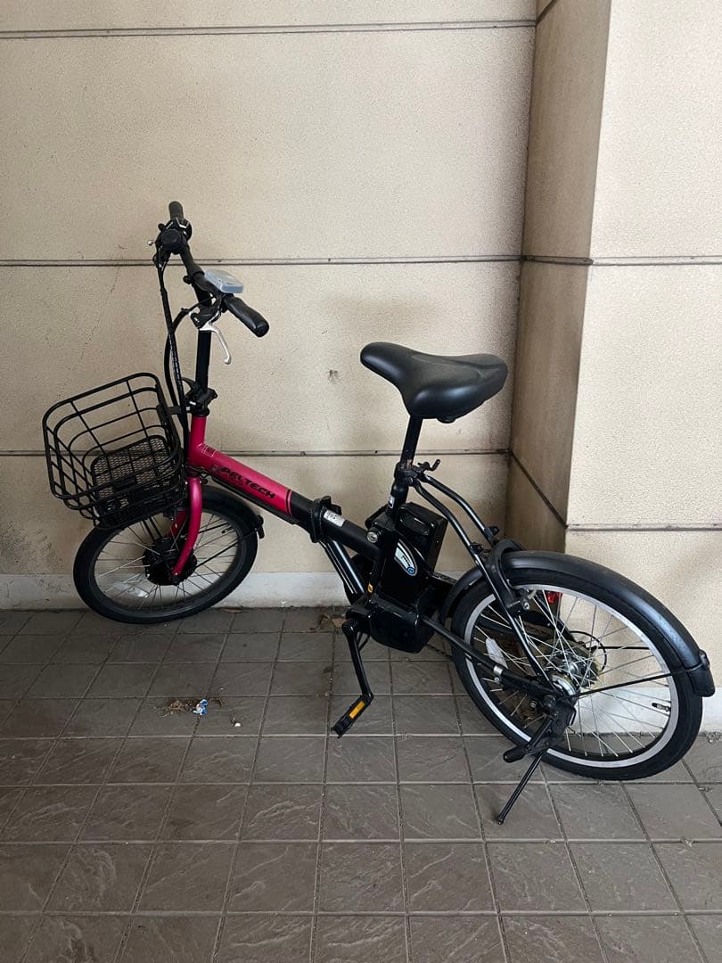 電動アシスト自転車 ピンク 前バスケット付き