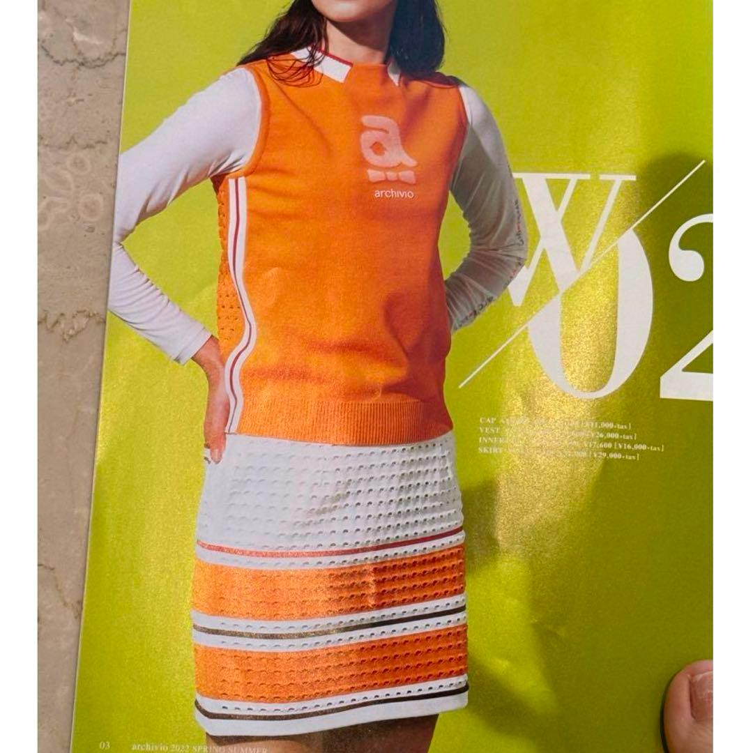 【H】美品✨アルチビオ　ベスト　スカート　セットアップ　オレンジ　ゴルフウェア