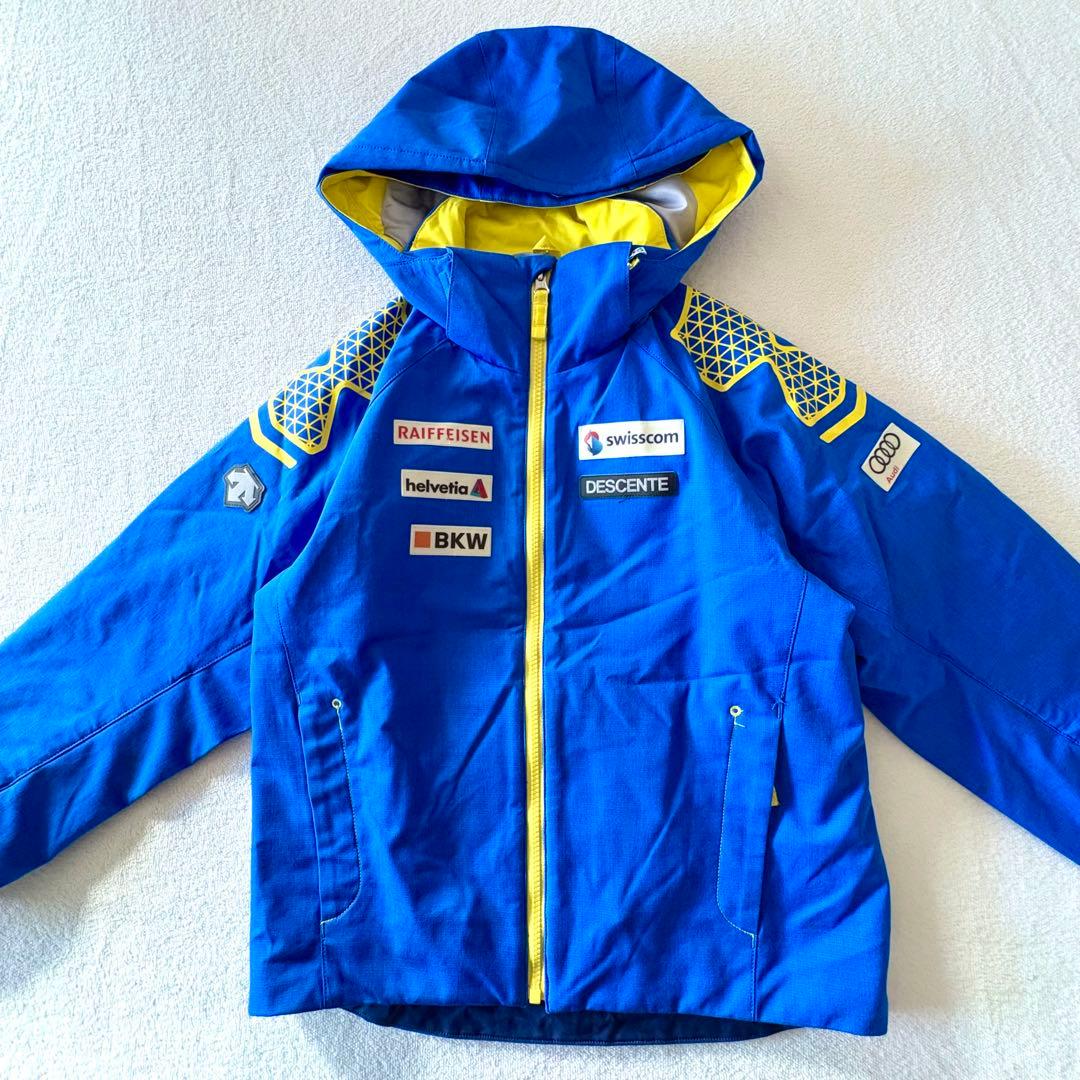 140 クリーニング済　スキーウェア　ブルー　上下　スイスナショナルチーム