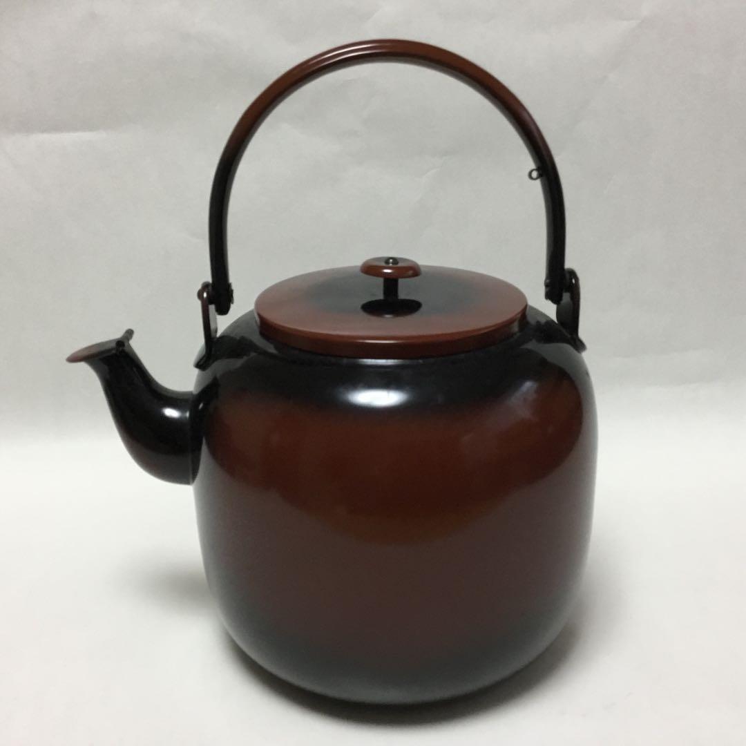 腰黒やかん 水注 口蓋付 未使用に近い 茶道具 古物品
