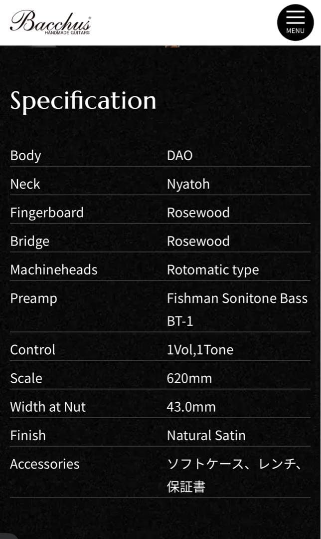Bacchus BAB-600M ミニアコースティックベース　USED
