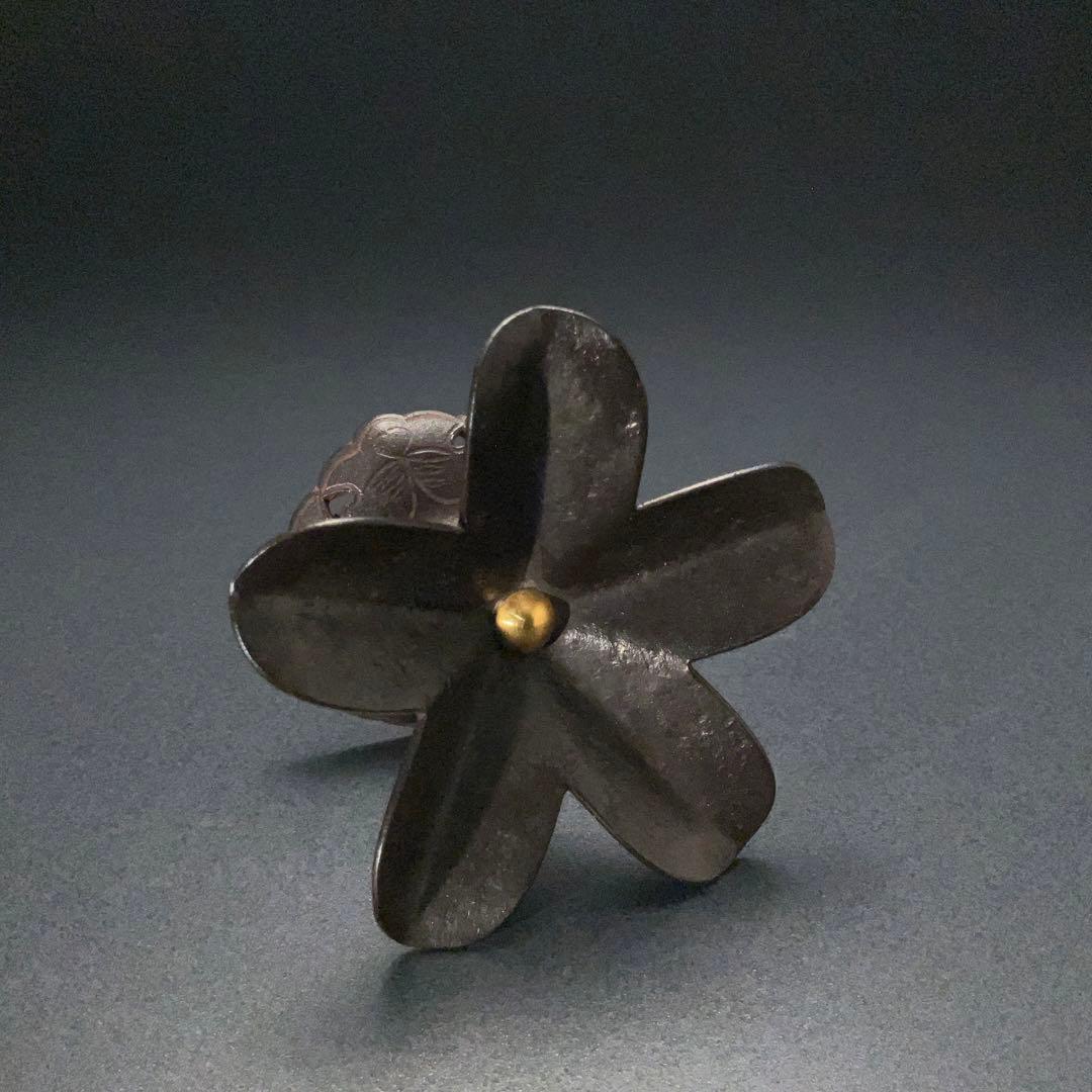 【茶道具】蓋置　鉄つくば根　高井陵雲　共箱　6R1227ダW