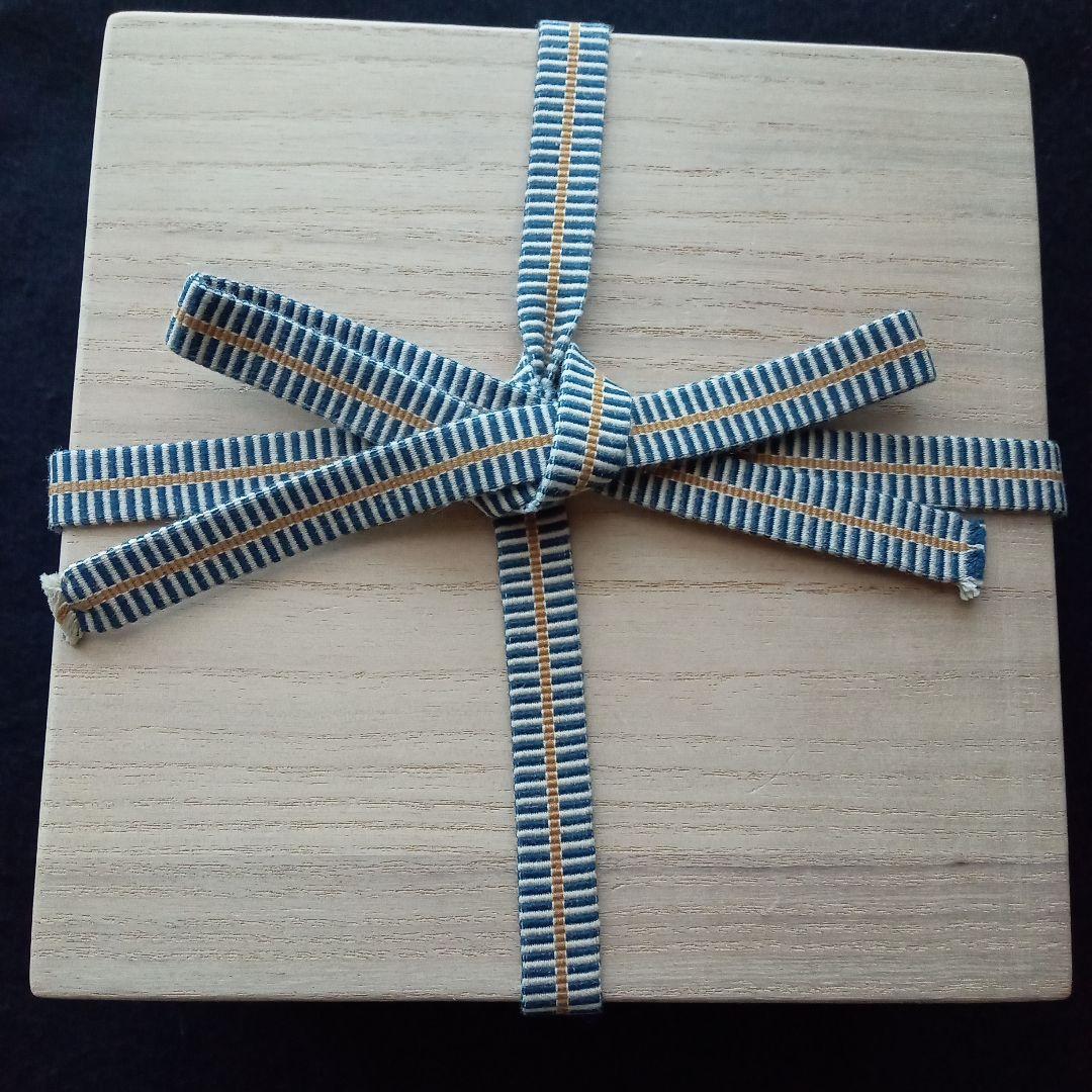 伊東桂楽　稲妻絵 赤楽平茶碗　桂窯　真田紐　茶道具