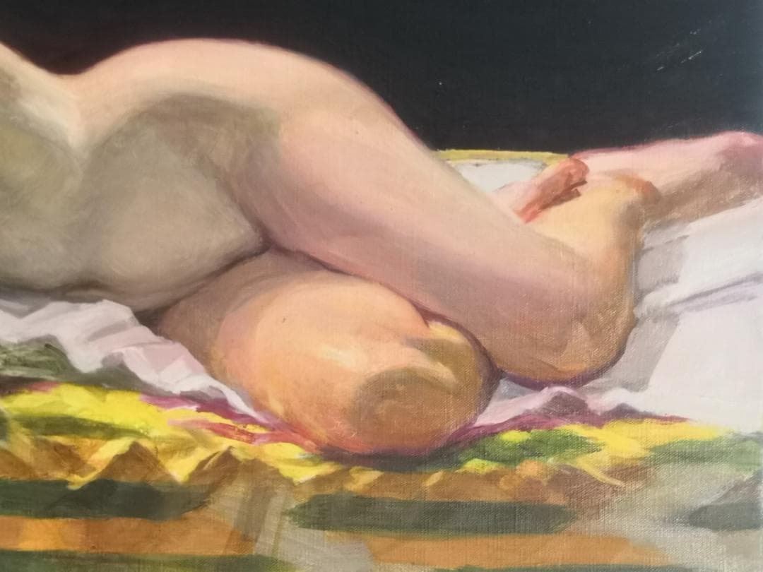 江成 一郎 氏 のP１０号油彩作品「うたたね」裸婦の名手　白日会会員　日展会友
