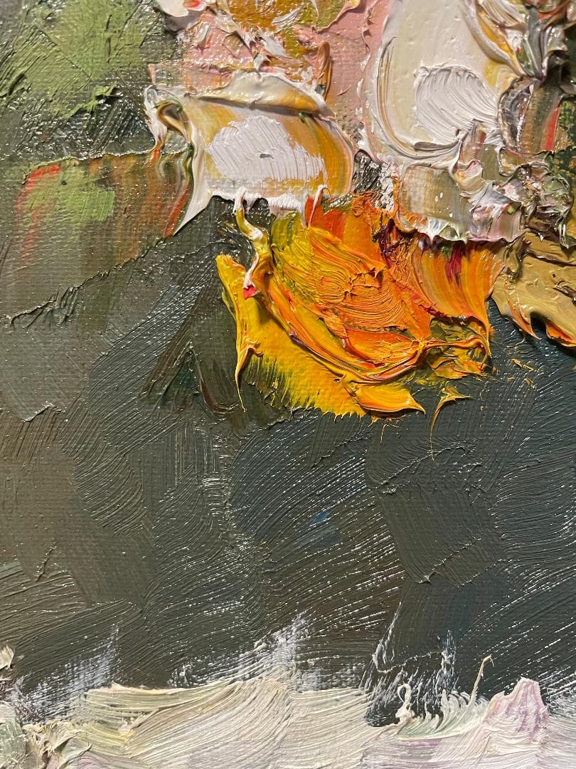 「真作」渡部ひでき「薔薇」静物画　油彩画　額装　サイン有り　F6号