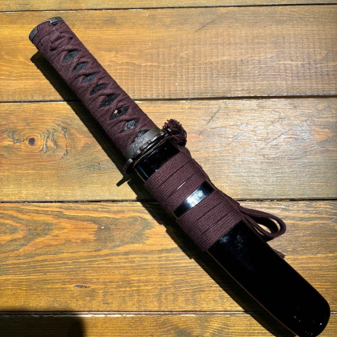 日本刀残欠クラフトナイフNo.64 最上大業物 長曽祢虎徹興里 茶黒拵