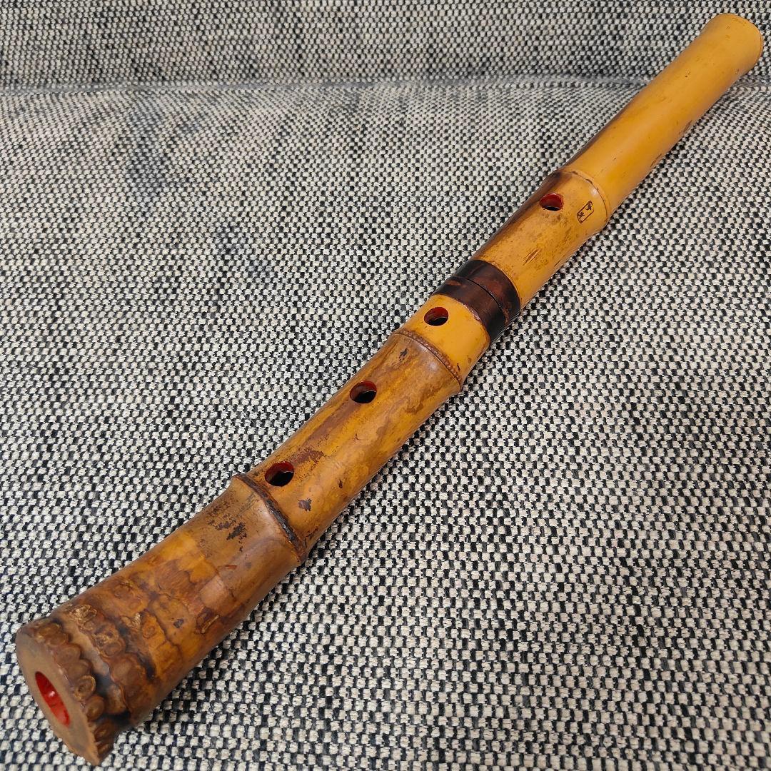 【琴古流】尺八【竹内史光】作 在銘 和楽器 時代物 史光銘 一尺六寸