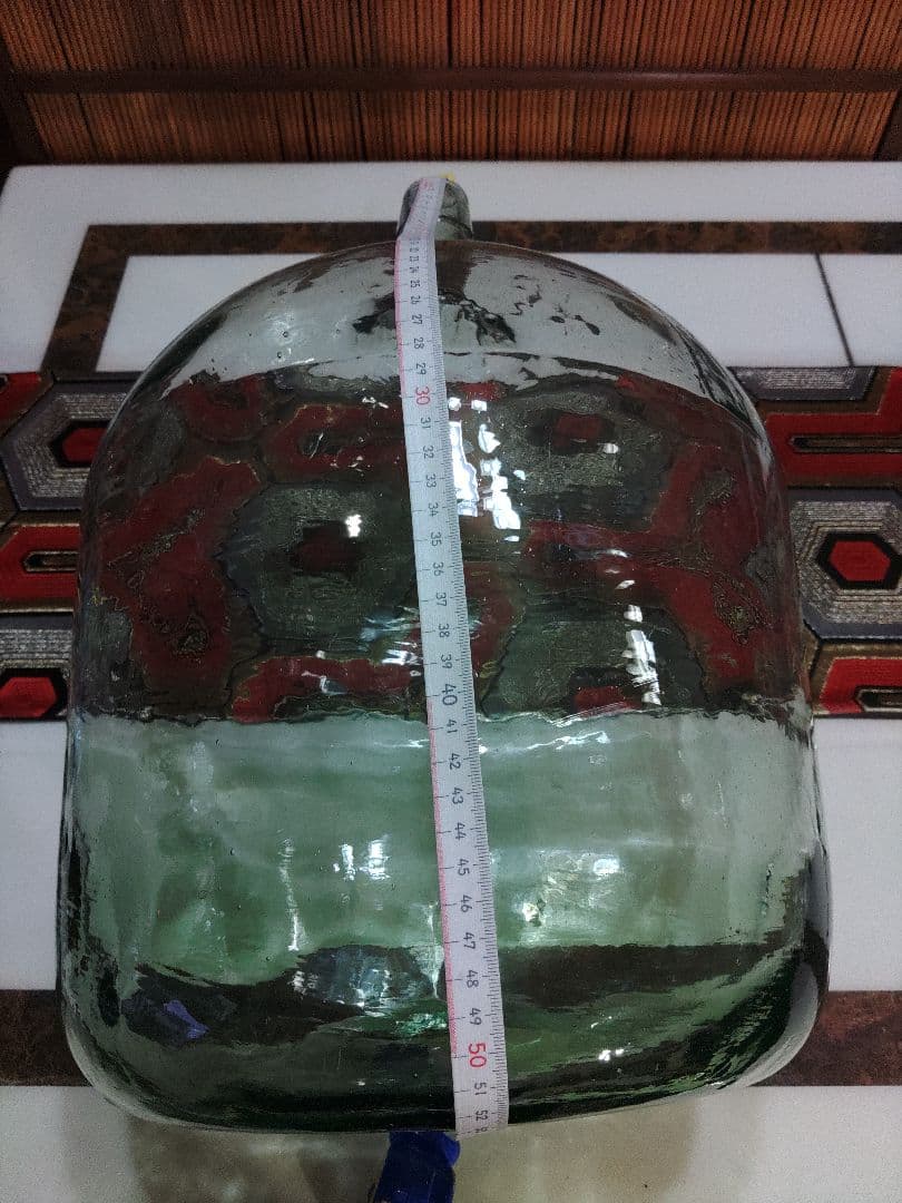 特大瓶　デミジョンボトル　グリーン　昭和レトロモダン　かわいいガラス瓶　ガラス製