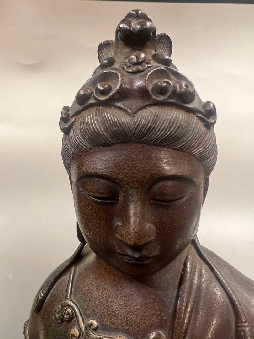 ［美品］銅製聖観音像　共箱￼高村光雲作