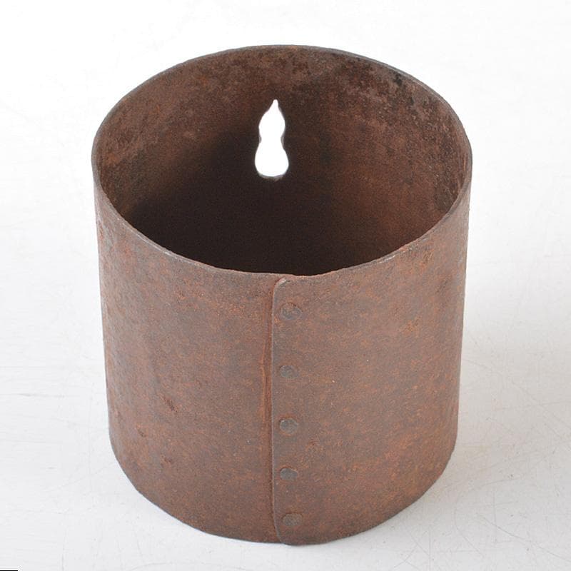 茶道具　古鉄鎚出　銀象嵌　瓢箪の葉文　蓋置　時代箱　V　R6097