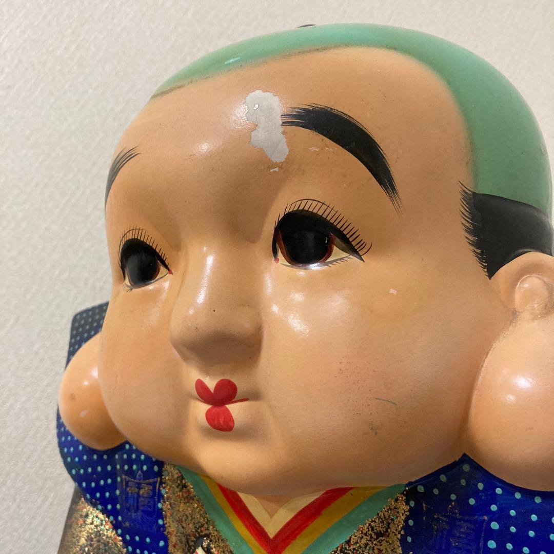 時代福助人形　縁起　手描き　招福置物　珍品〈検 招き猫　こけし　七福神　常滑焼