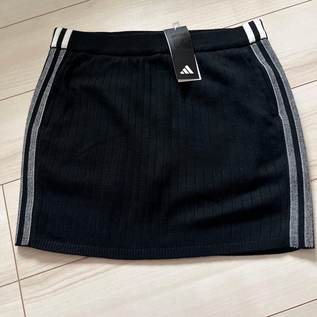 新品　アディダス　ゴルフ　防風　ニット　ジャケット／スカート　上下　L 白黒