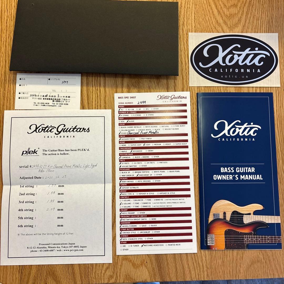 ベース Xotic XJ-1T 4st charcoal frost llic