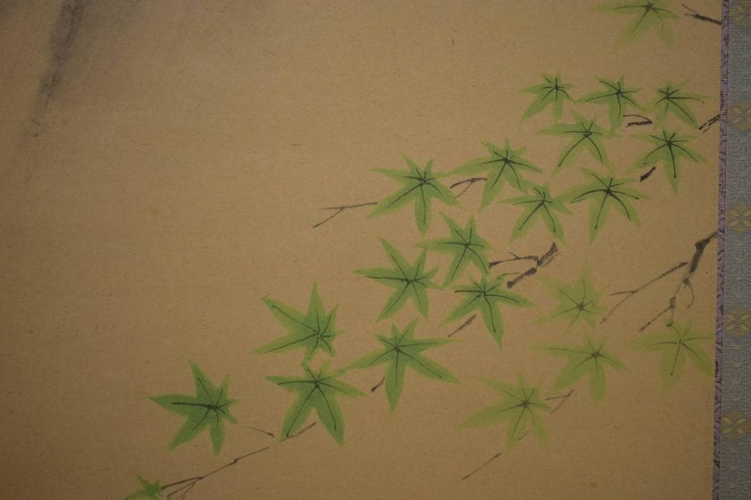 真作/斎藤翠紅/涼風/紅葉に小禽図/桐共箱付/布袋屋掛軸HI-925