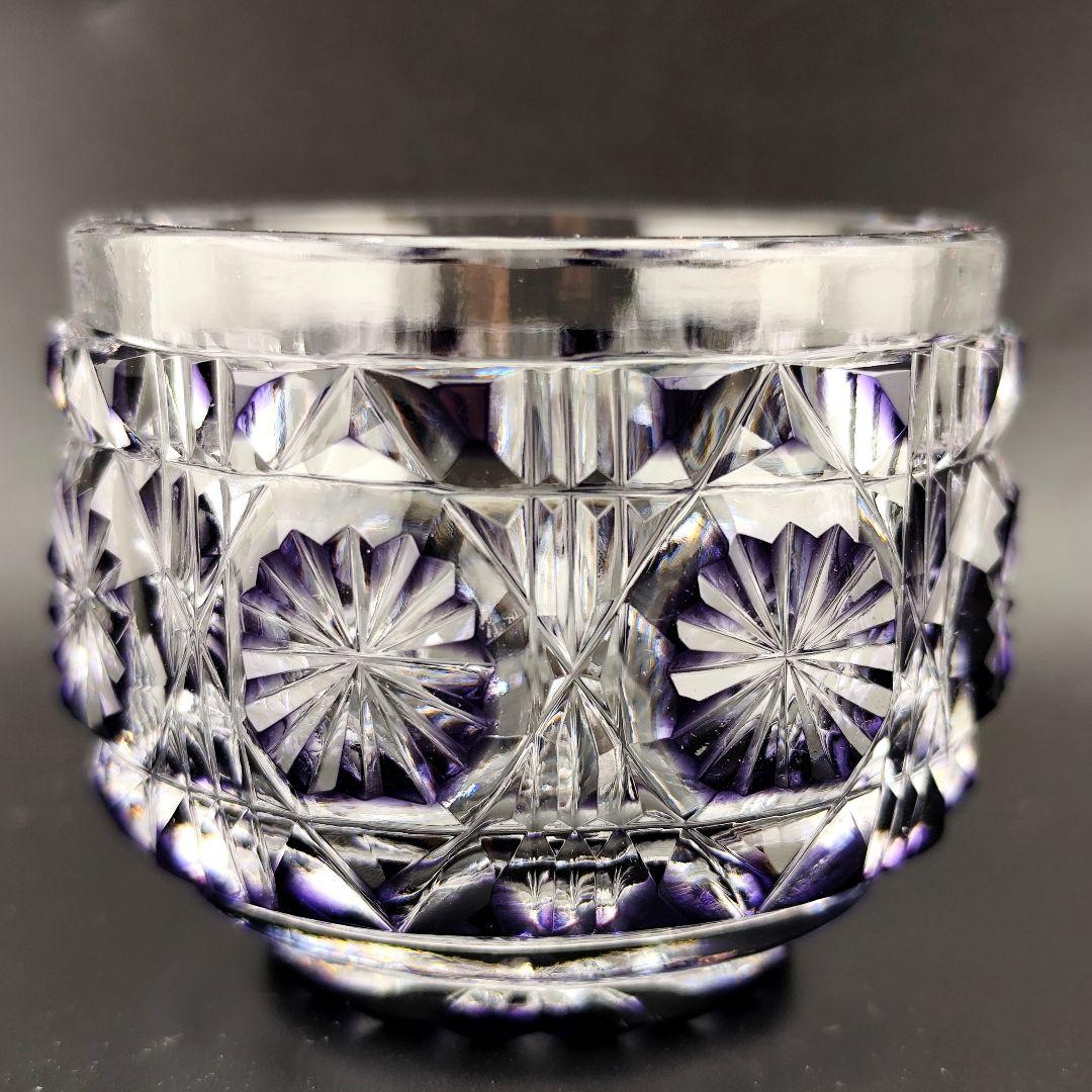 超希少品☆未使用美品 黒木国昭 薩摩切子 猪口 紫（切子 江戸切子 薩摩切子）