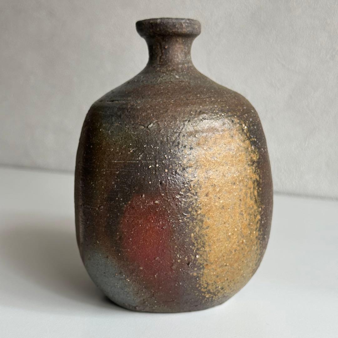 各見政峯 (政美) 備前 牡丹餅 徳利 共箱